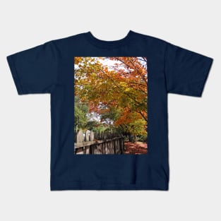 Autumn Trees and Picket Fence Kids T-Shirt